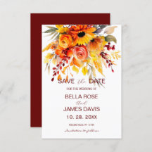Fleur d'automne Foliage mariage Enregistrer la dat