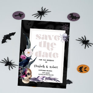Save The Date Fleur de Crâne Halloween Enregistrer la Date