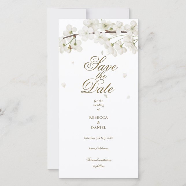 Save The Date Fleur de Fleur Blanche (Devant)
