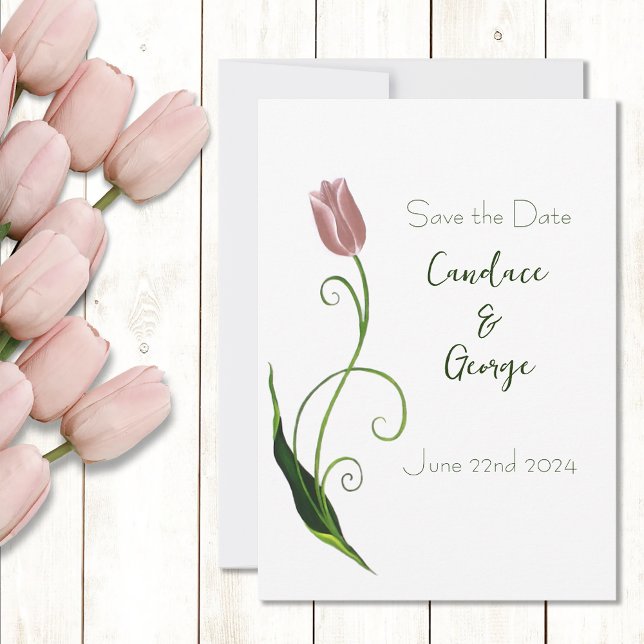 Save The Date Fleur de tulipe rose (Créateur téléchargé)