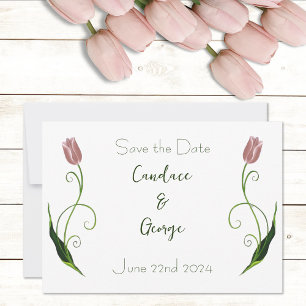 Save The Date Fleur de tulipe rose