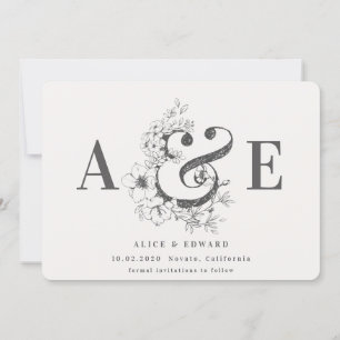 Save The Date Fleur dessinée à la main enregistrer la date