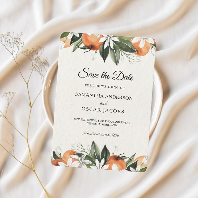 Save The Date Fleur orange aquarelle moderne (Créateur téléchargé)