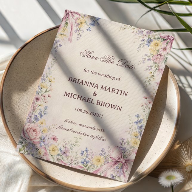 Save The Date Fleur pastel vintage (Créateur téléchargé)