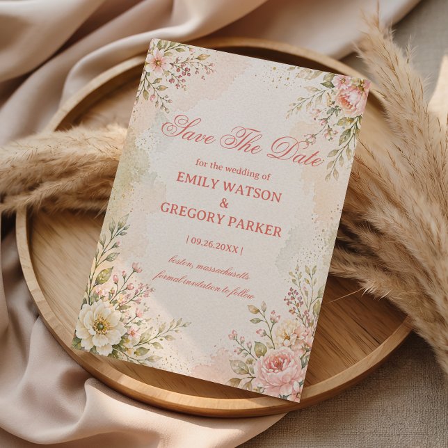 Save The Date Fleur Romantique Douce (Créateur téléchargé)