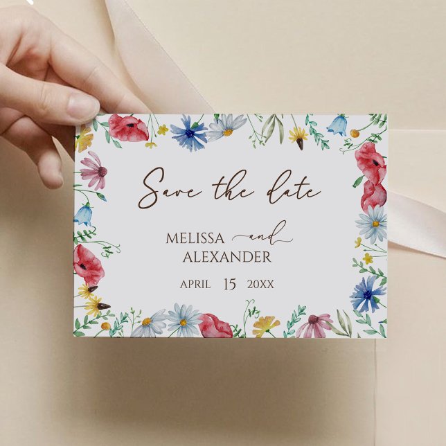 Save The Date Fleur sauvage boho Garden Horizontal Enregistrer l (Créateur téléchargé)
