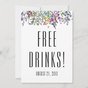 Save The Date Fleur sauvage Boissons gratuites Black White Maria