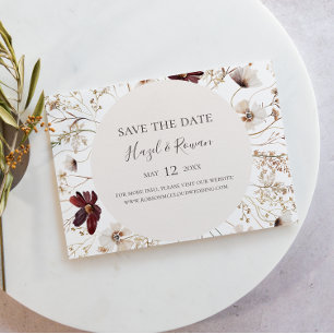 Save The Date Fleur sauvage Bourgogne horizontal Enregistrer la 