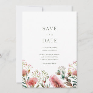 Save The Date Fleur sauvage d'aquarelle autochtone australien
