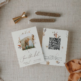 Save The Date Fleur sauvage d'automne Boho | Cadre photo beige Q