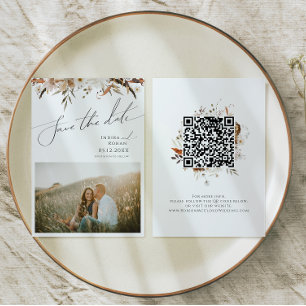 Save The Date Fleur sauvage d'automne Boho   Code QR photo