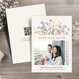 Save The Date Fleur sauvage de printemps coloré Meadow Garden QR