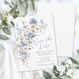 Save The Date Fleur Sauvage Élégant Fleurs Bleues de Mariage