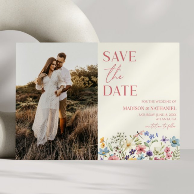 Save The Date Fleur Sauvage Fleur Florale Jardin Photo Mariage (Créateur téléchargé)