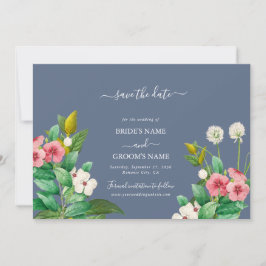 Save The Date Fleur sauvage Periwinkle Dusty Blue Mariage