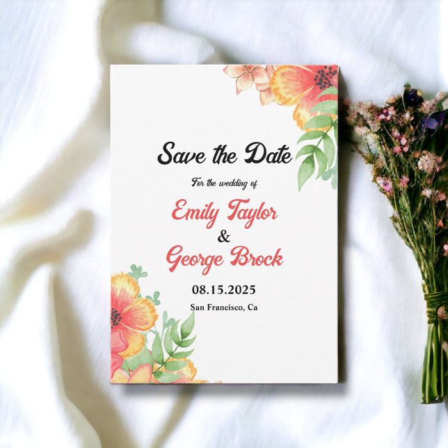 Save The Date Fleur sauvage romantique Botanique Boho Floral Mar (Créateur téléchargé)