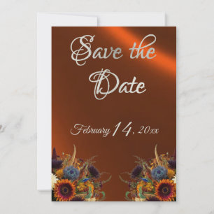 Save The Date Fleur sauvage, ruban et photo - Cuivre