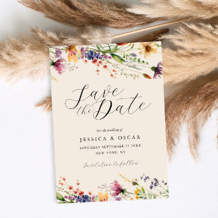 Save The Date Fleur sauvage simple élégant Mariage d'été de prin
