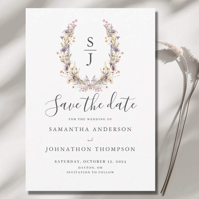 Save The Date Fleur sauvage violet Mariage plat Enregistrer la c (Créateur téléchargé)