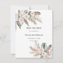 Save The Date Fleur tropicale Herbe des Pampas, Plumes, Rustique