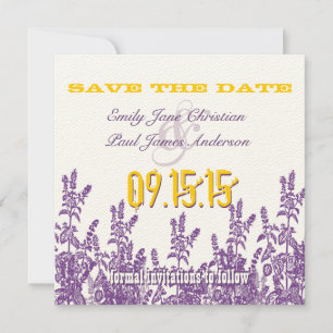 Save The Date Fleur violette de moutarde jaune sauvage Enregistr