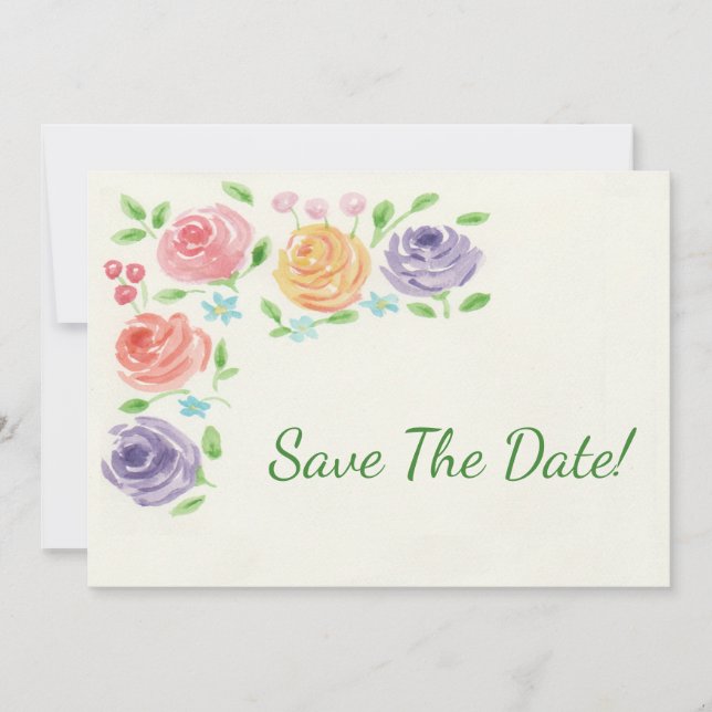Save The Date Fleurs Aquarelles Enregistrer La Date (Devant)