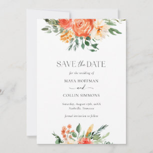 Save The Date Fleurs aquarelles roses Mariage Enregistrez la dat