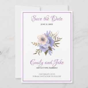 Save The Date Fleurs Beige Et Lavande