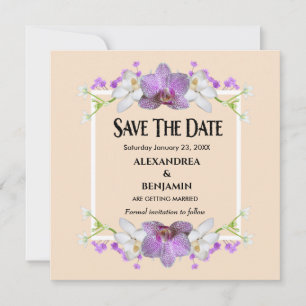 Save The Date Fleurs blanches beiges modernes et élégantes perso