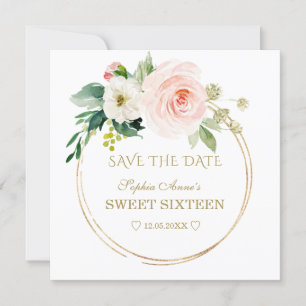 Save The Date Fleurs blanches brillantes délicates Sweet sixteen