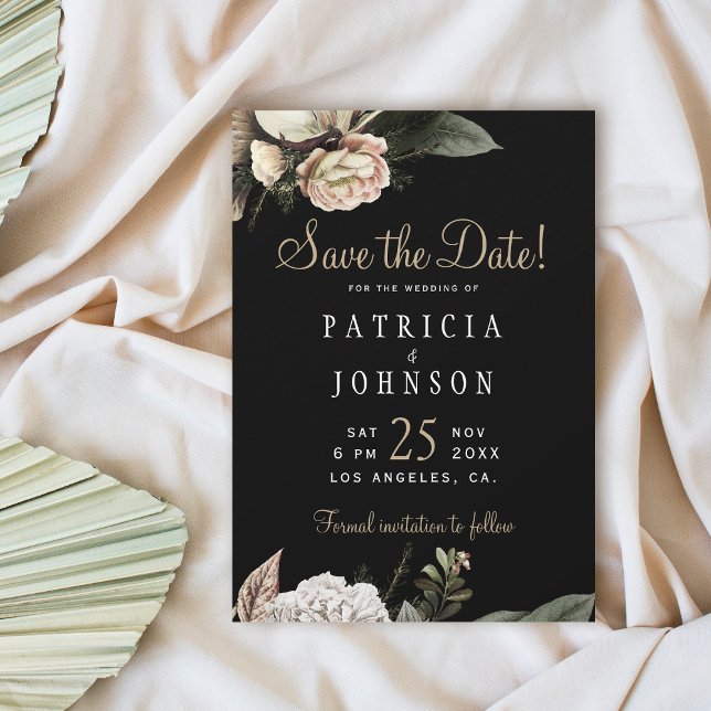Save The Date Fleurs blanches d'hiver mariage élégant enregistre (Créateur téléchargé)