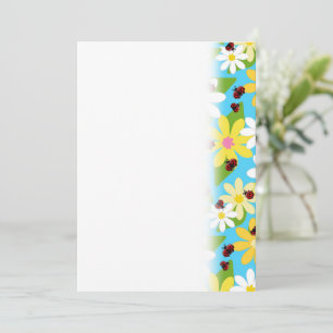 Save The Date Fleurs blanches jaunes Coléoptère coccinelle rouge
