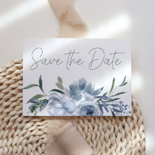 Save The Date Fleurs Bleues Passées du Passé Enregistrez la Date
