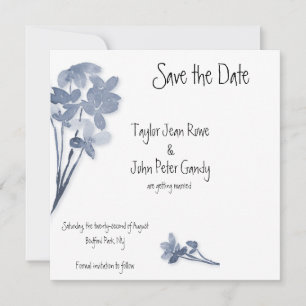 Save The Date Fleurs Bleues Tendres Mariage Économisez la Date