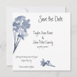 Save The Date Fleurs Bleues Tendres Mariage Économisez la Date