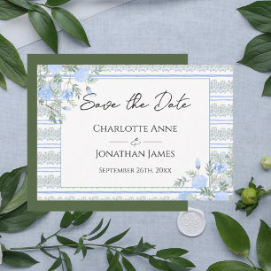 Save The Date Fleurs bleues vintage romantique 