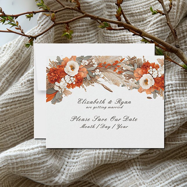 Save The Date Fleurs Boho Couleurs d'Automne, Mariage d'Automne (Créateur téléchargé)