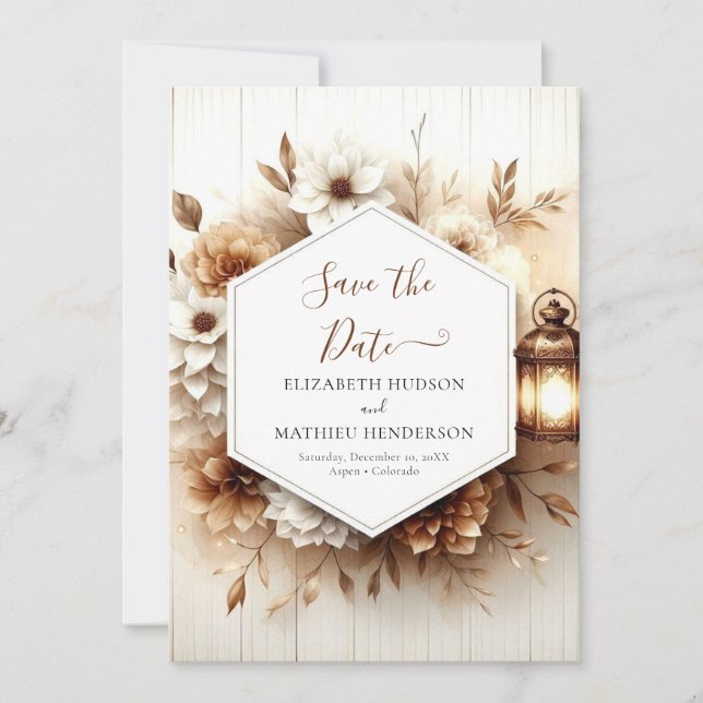Save The Date Fleurs Boho Rustic Mariage (Devant)