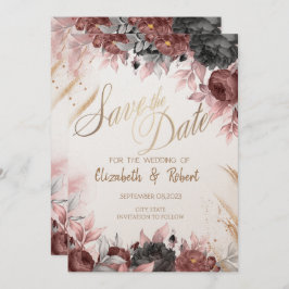 Save The Date Fleurs D'Aquarelle Automne Enregistrer La Date