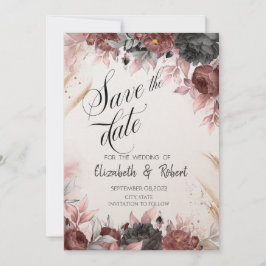 Save The Date Fleurs D'Aquarelle Chic Automne Enregistrer La Dat