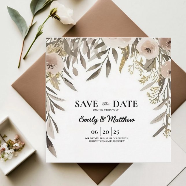 Save The Date Fleurs D'Aquarelle Designer Enregistrer La Date (Créateur téléchargé)