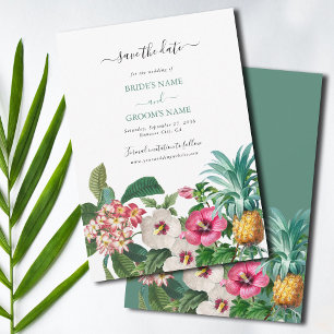 Save The Date Fleurs d'aquarelle tropicale et Mariage de verdure