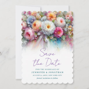 Save The Date Fleurs de aquarelle Script Sauvegarder La Date Sca