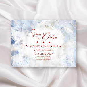 Save The Date Fleurs de carnation bleue Aquarelle 4 juillet Mari