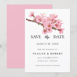 Save The Date Fleurs de cerisiers roses