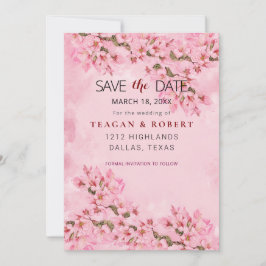 Save The Date Fleurs de cerisiers roses
