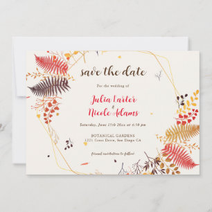 Save The Date Fleurs de forêt sauvage Mariage de feuillage de ch