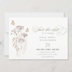 Save The Date Fleurs de lilas sauvage fougère aquarelle botaniqu