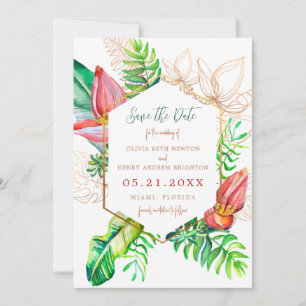 Save The Date Fleurs de Plage Tropicales Enregistrez la Date