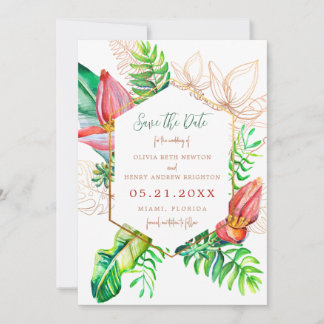 Save The Date Fleurs de Plage Tropicales Enregistrez la Date